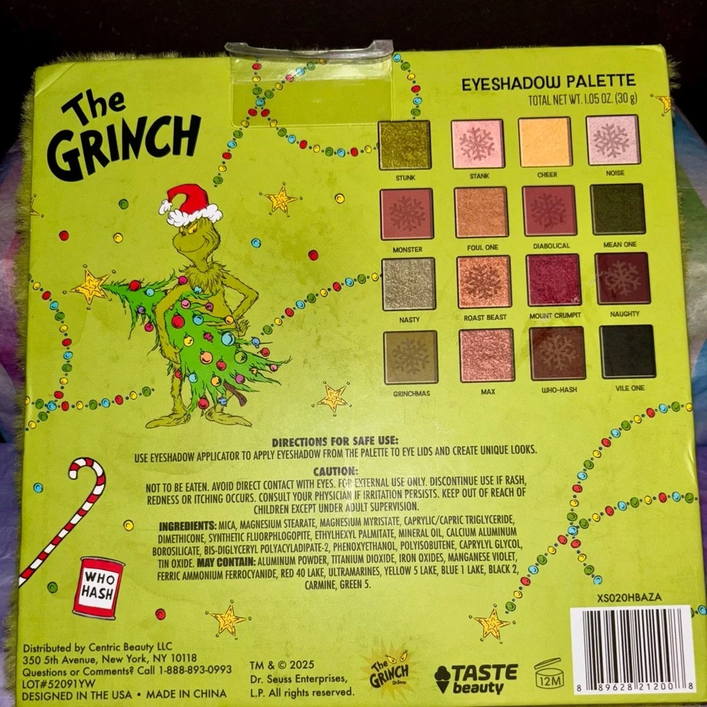 Grinch Fuzzy eyeshadow palette & Lip Balm Set